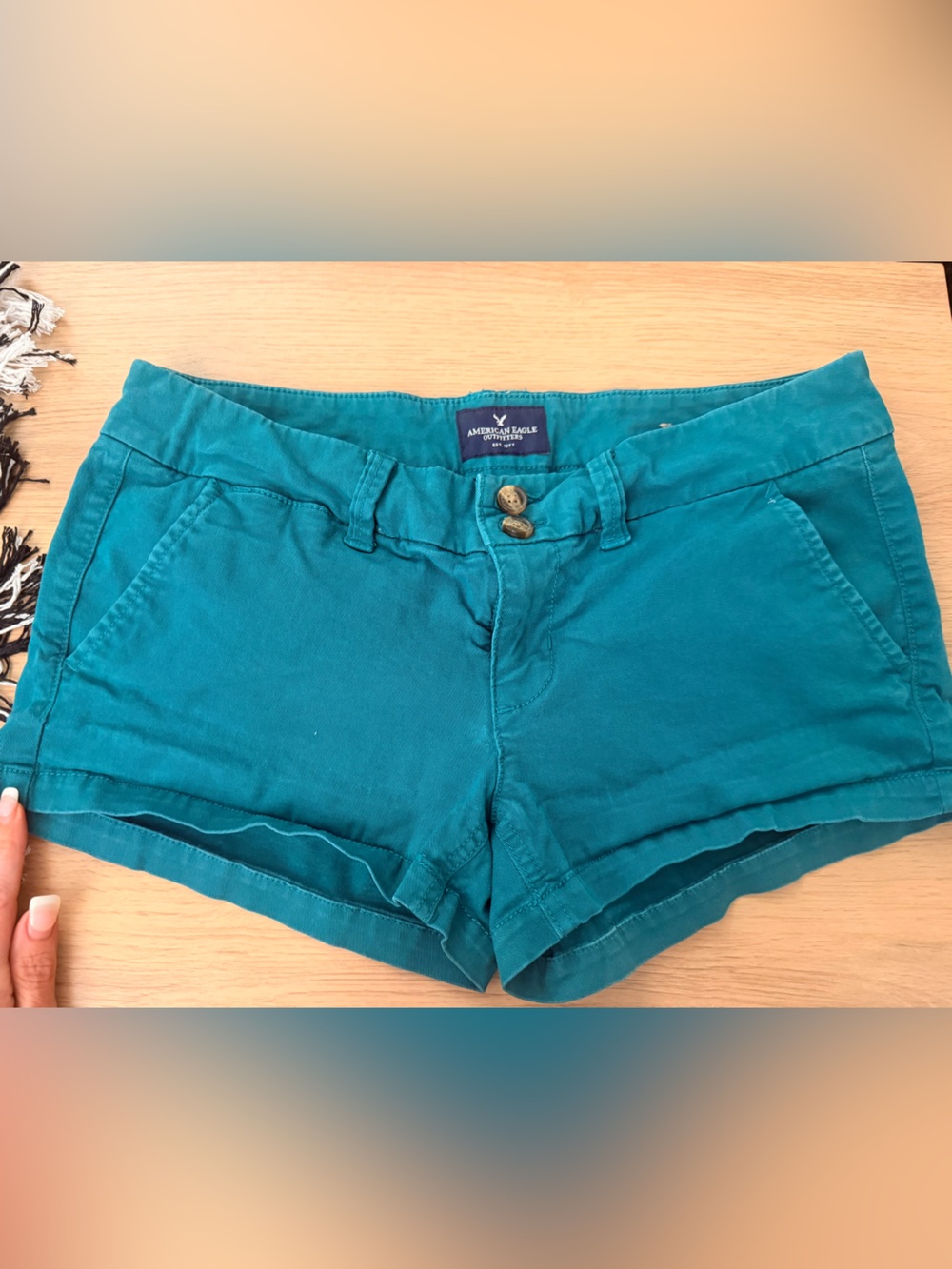 American Eagle Outfitters Teal Stretch Shortie Shorts - Size 4
